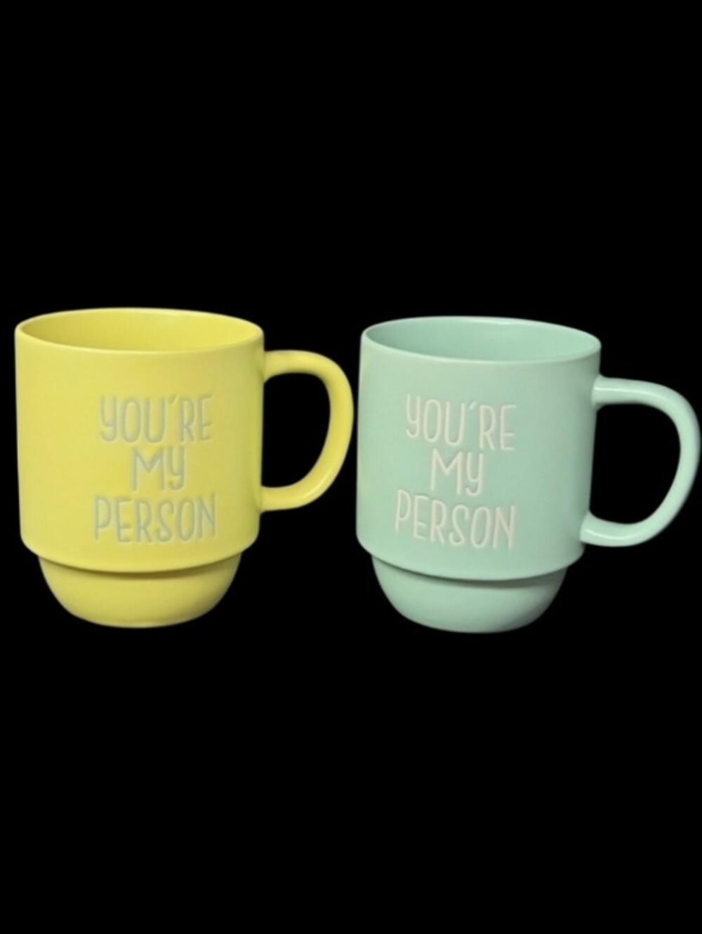 1-Muted Yellow And 1-Mint Green 'You're My Person' Mugs